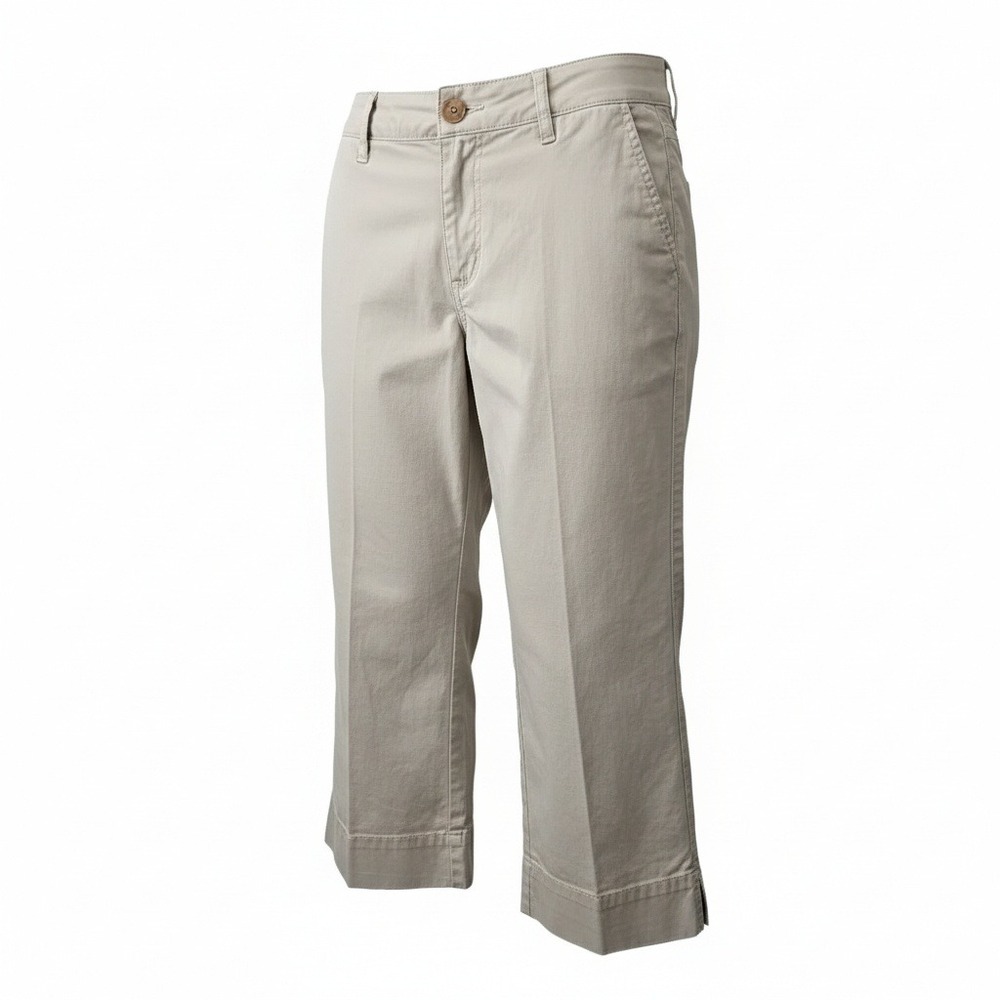 Eddie Bauer Women Crop Pants Blakely Fit Cotton Chino Khaki Casual Size 6